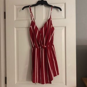 Red and white striped romper